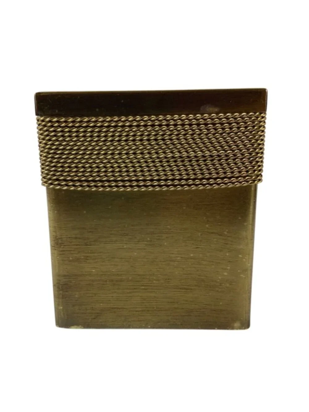 Heavy Brushed Gold Metal Tissue Box Cover With Decorative Mesh Accent